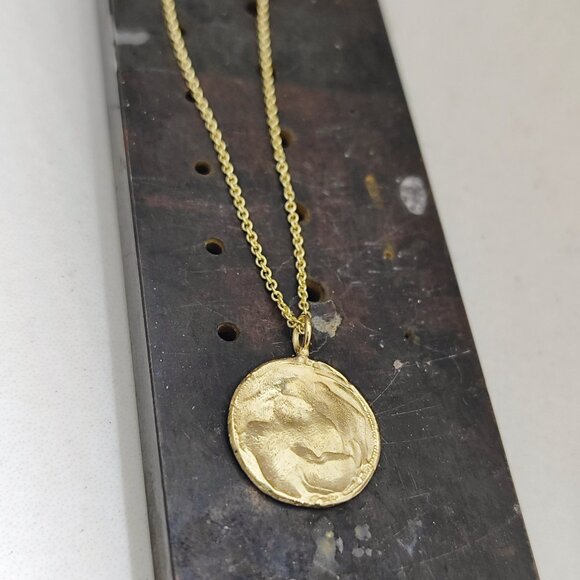 Gold necklace. 14 karat solid yellow gold necklace Raw pendant. Handmade pendant - Picture 11 of 15